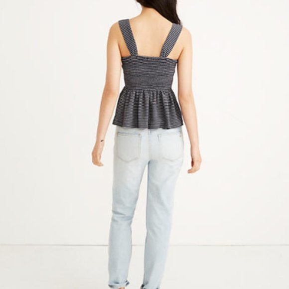 Texture & Thread Smocked Peplum Tank Top in Stripe - Picture 3 of 5